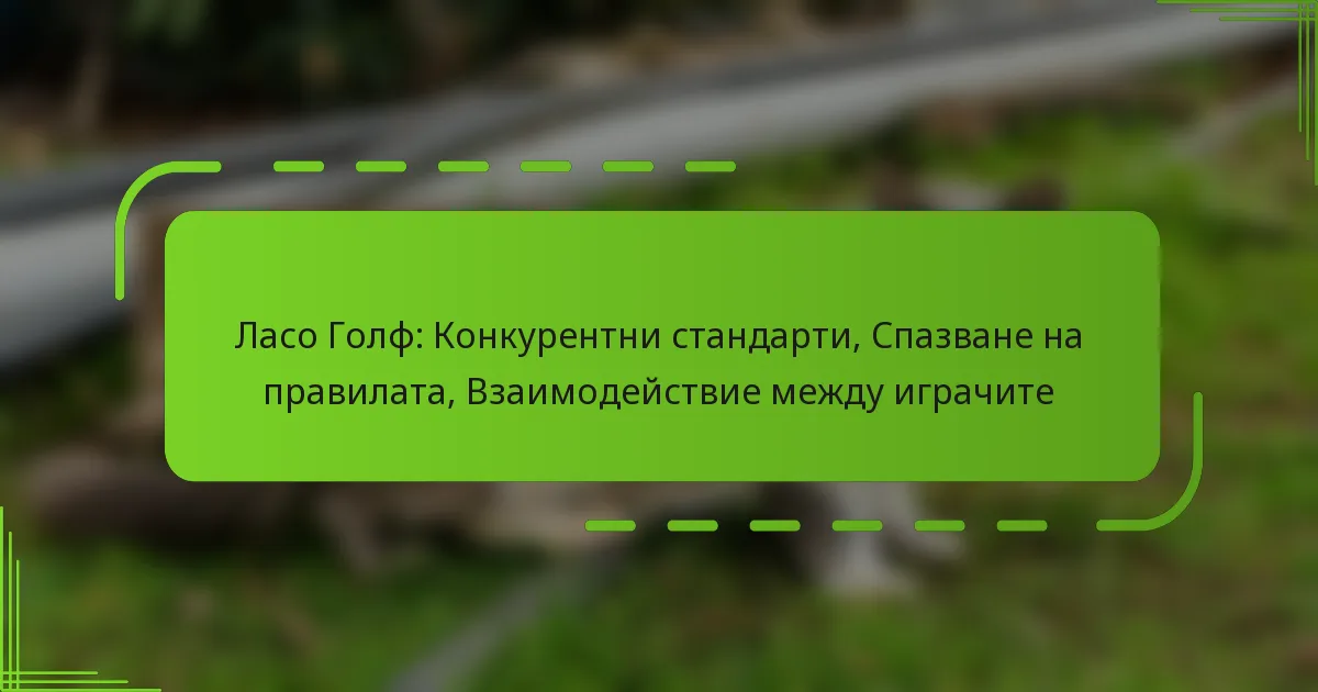 Ласо Голф: Конкурентни стандарти, Спазване на правилата, Взаимодействие между играчите