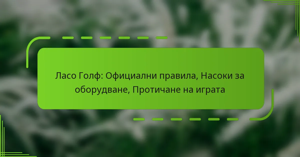 Ласо Голф: Официални правила, Насоки за оборудване, Протичане на играта
