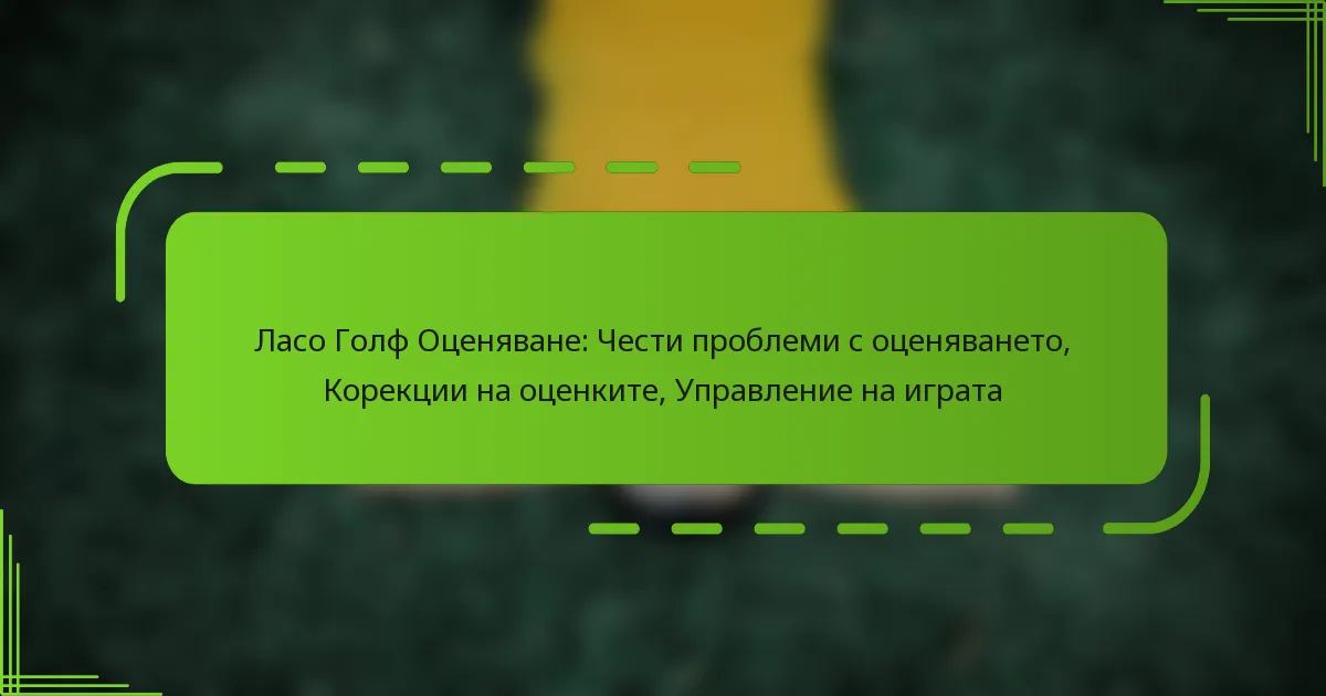 Ласо Голф Оценяване: Чести проблеми с оценяването, Корекции на оценките, Управление на играта