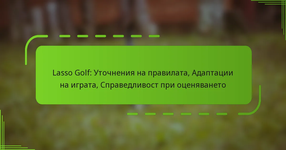 Lasso Golf: Уточнения на правилата, Адаптации на играта, Справедливост при оценяването