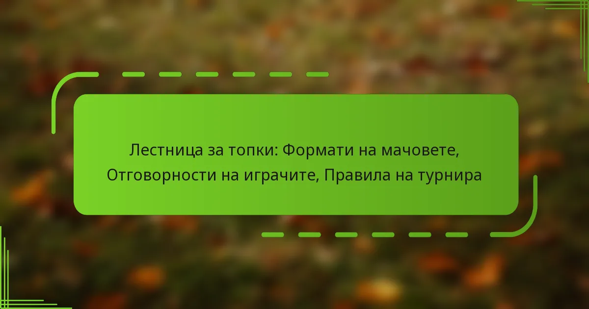 Лестница за топки: Формати на мачовете, Отговорности на играчите, Правила на турнира