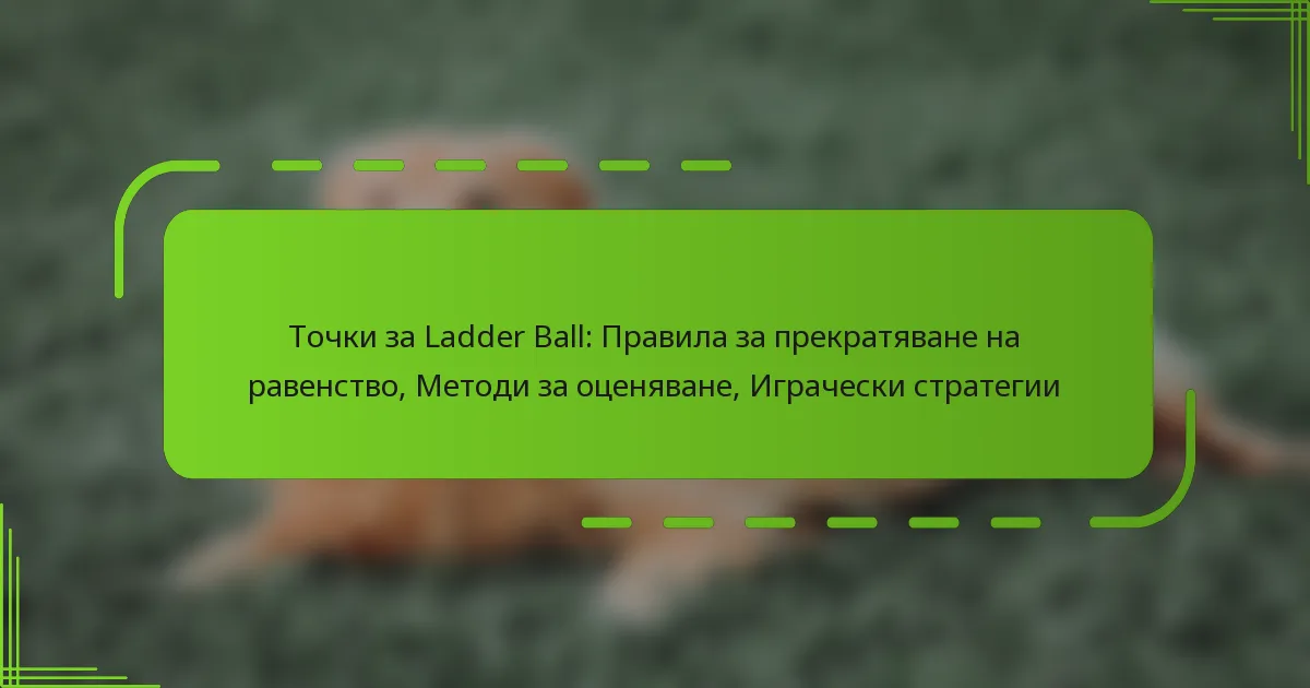 Точки за Ladder Ball: Правила за прекратяване на равенство, Методи за оценяване, Играчески стратегии