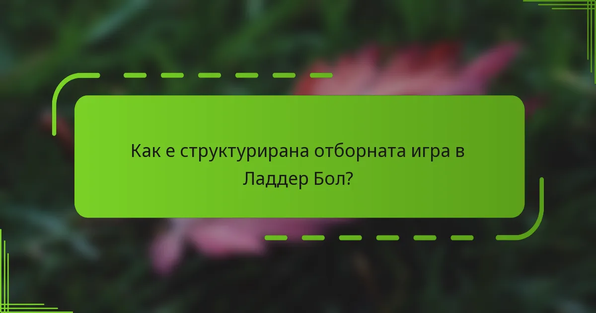 Как е структурирана отборната игра в Ладдер Бол?