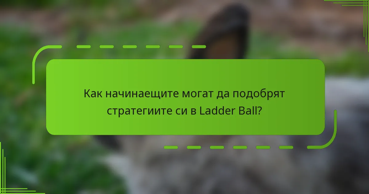Как начинаещите могат да подобрят стратегиите си в Ladder Ball?