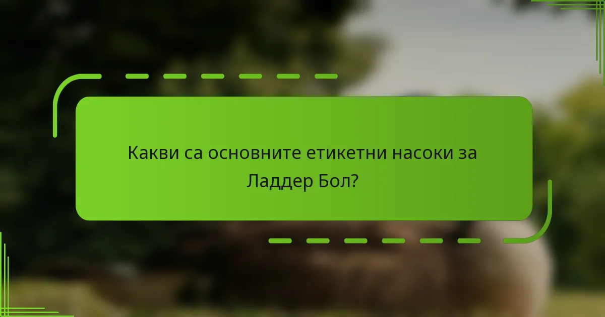 Какви са основните етикетни насоки за Ладдер Бол?
