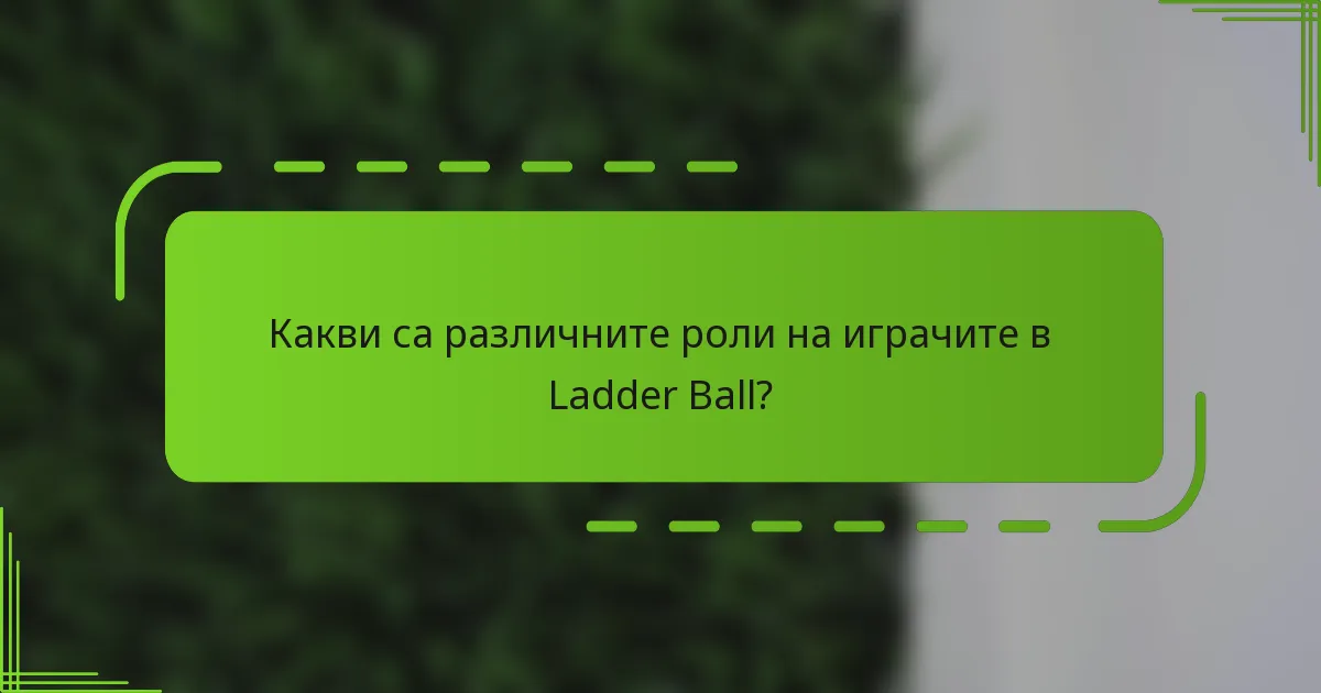 Какви са различните роли на играчите в Ladder Ball?